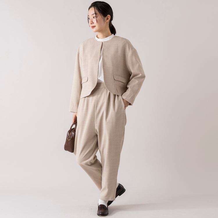 モデル身長163cm,uncinqのCrepe Fabric Crewneck Jacket|uncinqのCotton 100/2Broad Standneck Pullover|TIDEWAYの別注 2WAY MOSSボストン,https://market.e-begin.jp/products/dlt_unc0931r_lala|https://market.e-begin.jp/products/dlt_unc1007l_lala|https://market.e-begin.jp/products/snk_tid0304j_lala