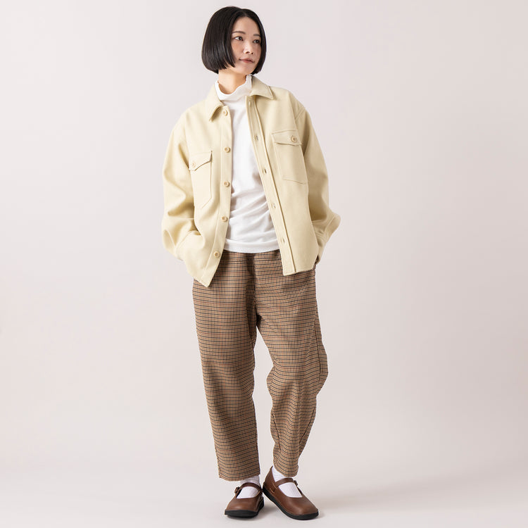 モデル身長165cm,LE MELANGEのオーバーサイズCPOジャケット|gym masterのダブルフェイス タートルネック|MANONのBALLOON PANTS|Organic handloomのSHELLY,https://market.e-begin.jp/products/inf_lem1276s_lala|https://market.e-begin.jp/products/grd_gym1195s_lala|https://market.e-begin.jp/products/mks_mnn1264s_lala|https://market.e-begin.jp/products/sed_ogh1252s_lala