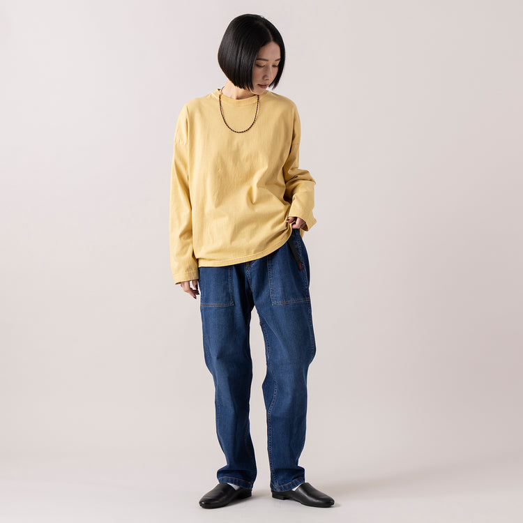 モデル身長165cm,FIL DE FERのUSA COTTON製品染 クルーネックTEE|GramicciのSTRETCH DENIM LOOSE TAPERED RIDGE PANT|facciamoのMeringa（メリンガ）|rapiécageのビーズ＆コードスライドネックレス,https://market.e-begin.jp/products/rdx_fdf1309s_lala|https://market.e-begin.jp/products/inc_grm1196s_lala|https://market.e-begin.jp/products/are_fac0636k_lala|https://market.e-begin.jp/products/rdx_rpc1311s_lala