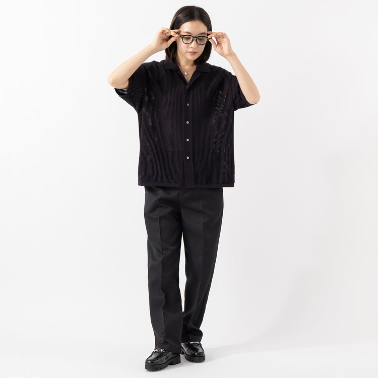 モデル身長163cm,Yonetomiの別注 大人のコットン透かしニットシャツ,https://market.e-begin.jp/products/yts_ynt0431u_lala