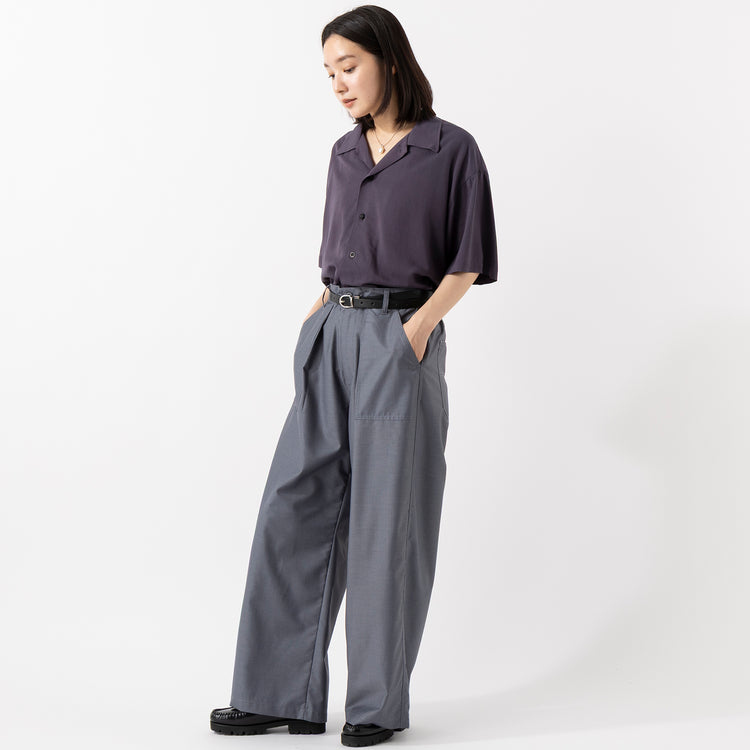 モデル身長163cm(着用サイズL),ARMY TWILL SANFORIZEDの別注 ヴィンテージライク開襟シャツ,https://market.e-begin.jp/products/mul_amy0387u_lala