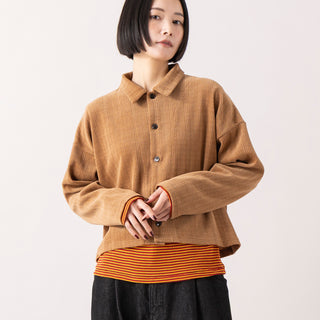 LE MELANGE | ルメランジュ　ベロアジャガード開襟シャツ