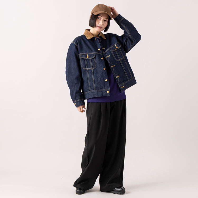 モデル身長165cm,Healthknitのクラシックスウェット クルーネック長袖|UNIVERSAL OVERALLの2TUCK WIDE STRAIGHT PANTS|TESTIFYのGraphen Cap,https://market.e-begin.jp/products/she_hea0691n_lala|https://market.e-begin.jp/products/dre_uni1061s_lala|https://market.e-begin.jp/products/ipb_tsf1304s_lala