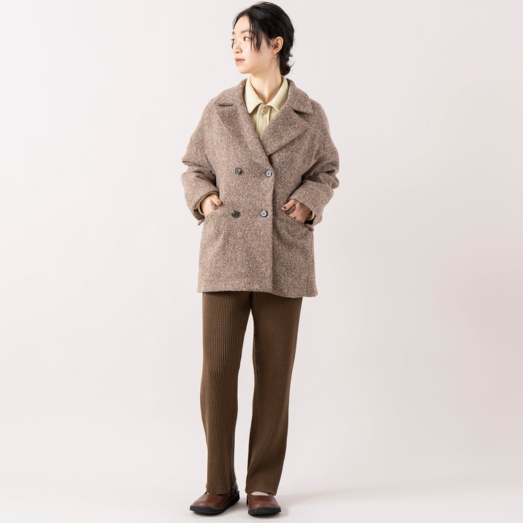 モデル身長165cm,LE MELANGEのオーバーサイズCPOジャケット|BATONERのSOLID WOOL RIB PANTS|Organic handloomのSHELLY,https://market.e-begin.jp/products/inf_lem1276s_lala|https://market.e-begin.jp/products/btn_btn0260r_lala|https://market.e-begin.jp/products/sed_ogh1252s_lala