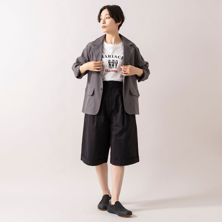 モデル身長163cm,NOMBRE IMPAIRのマリアッチプリント クルーネックTEE|HEAVENLYのCotton Twill Short Pants|UNIVERSAL OVERALLのUO12,https://market.e-begin.jp/products/rdx_nmi0309u_lala|https://market.e-begin.jp/products/dlt_hvr0160u_lala|https://market.e-begin.jp/products/sed_uni0290u_lala