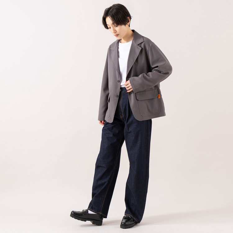 モデル身長163cm,UNIVERSAL OVERALLのオンオフ使えるハンサムジャケット|bioのRegular T-Shirt|NEEDBY heritageのHARPER|rapiécageのフラワープレートコードブレス,https://market.e-begin.jp/products/dre_uni0210s_lala|https://market.e-begin.jp/products/bio_bio0294u_lala|https://market.e-begin.jp/products/gsr_ndh0025u_lala|https://market.e-begin.jp/products/rdx_rpc0311u_lala