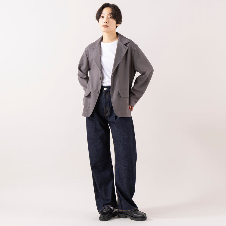 モデル身長163cm,UNIVERSAL OVERALLのオンオフ使えるハンサムジャケット|bioのRegular T-Shirt|NEEDBY heritageのHARPER|rapiécageのフラワープレートコードブレス,https://market.e-begin.jp/products/dre_uni0210s_lala|https://market.e-begin.jp/products/bio_bio0294u_lala|https://market.e-begin.jp/products/gsr_ndh0025u_lala|https://market.e-begin.jp/products/rdx_rpc0311u_lala