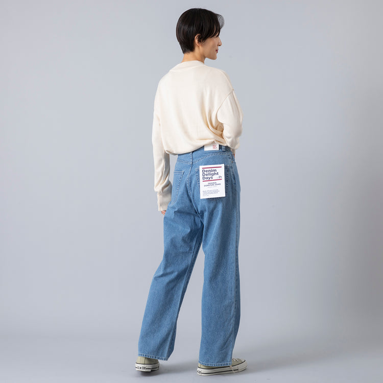 モデル身長163cm,JOHNBULLのデニムワイドジーンズ,https://market.e-begin.jp/products/jbu_jbu0060p_lala
