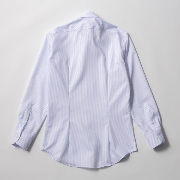 azabu tailor | アザブ テーラー　World Traveler リンクルフリーシャツ (ブルーストライプ)