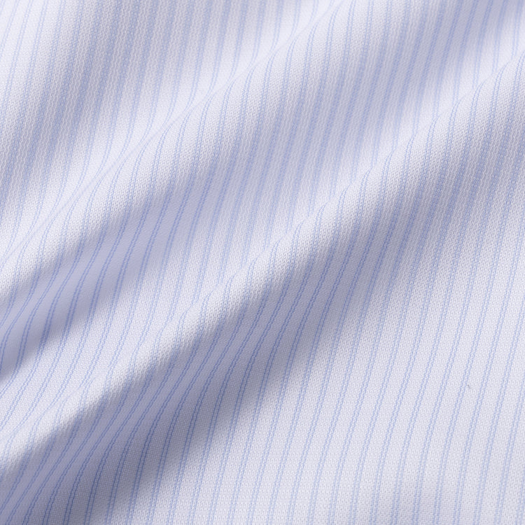 azabu tailor | アザブ テーラー　World Traveler リンクルフリーシャツ (ブルーストライプ)