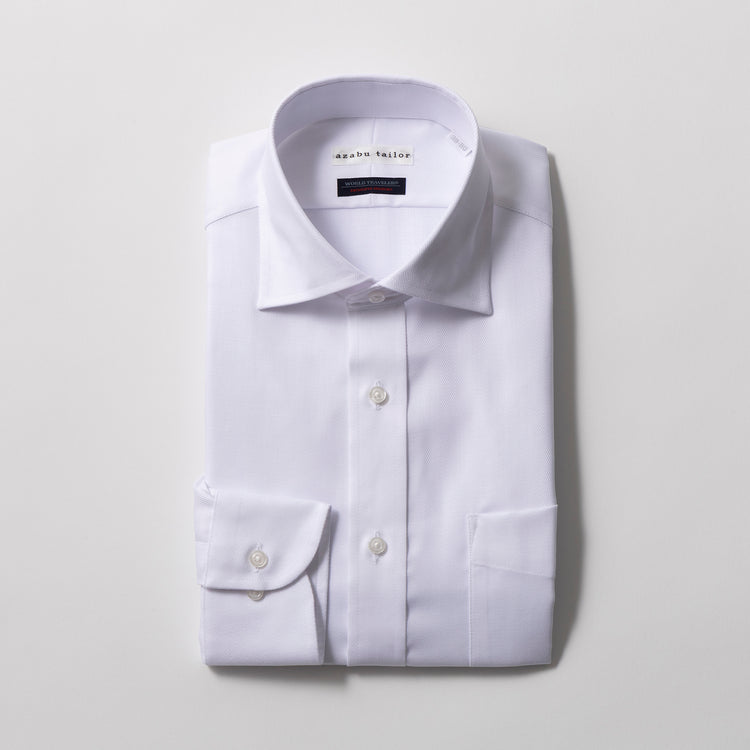 azabu tailor | アザブ テーラー　World Traveler リンクルフリーシャツ (ヘリンボーン)【 Regular Model 】