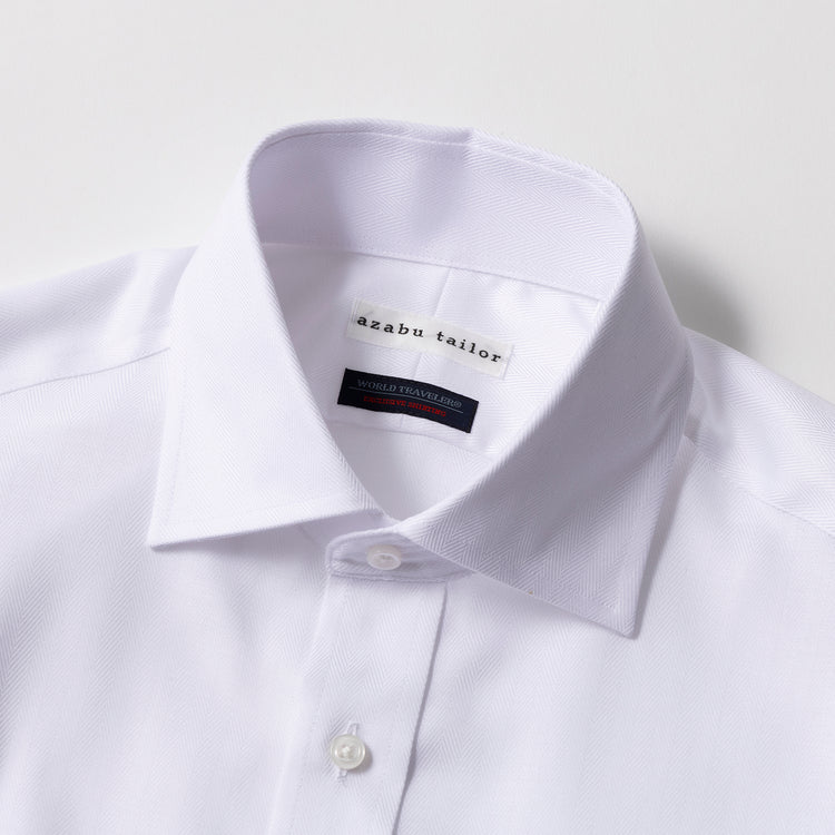 azabu tailor | アザブ テーラー　World Traveler リンクルフリーシャツ (ヘリンボーン)【 Regular Model 】