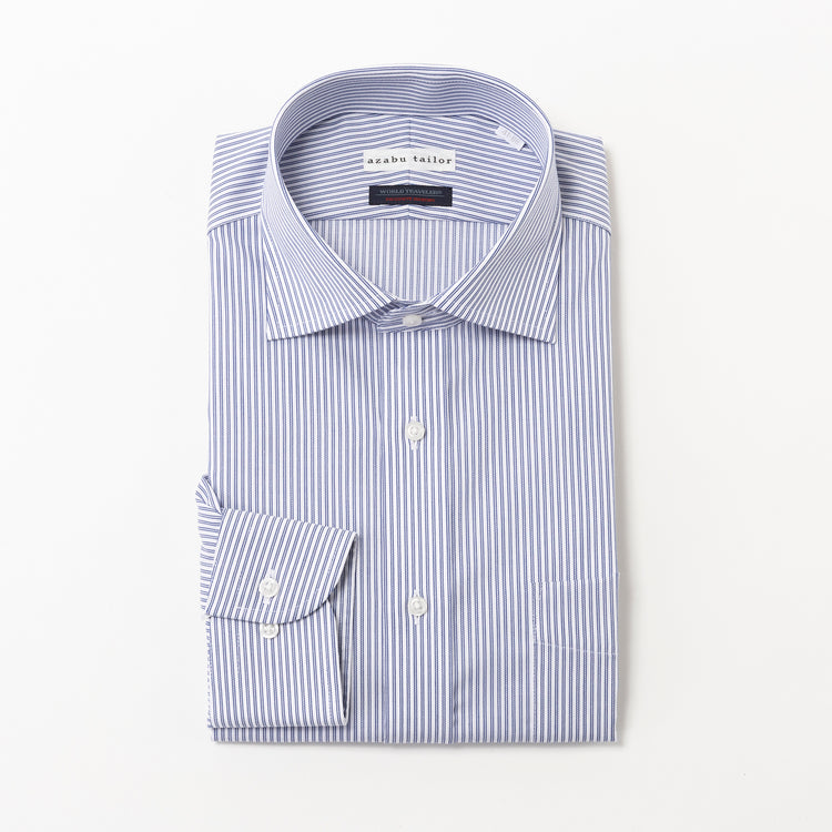azabu tailor | アザブ テーラー　World Traveler リンクルフリーシャツ (ストライプ)