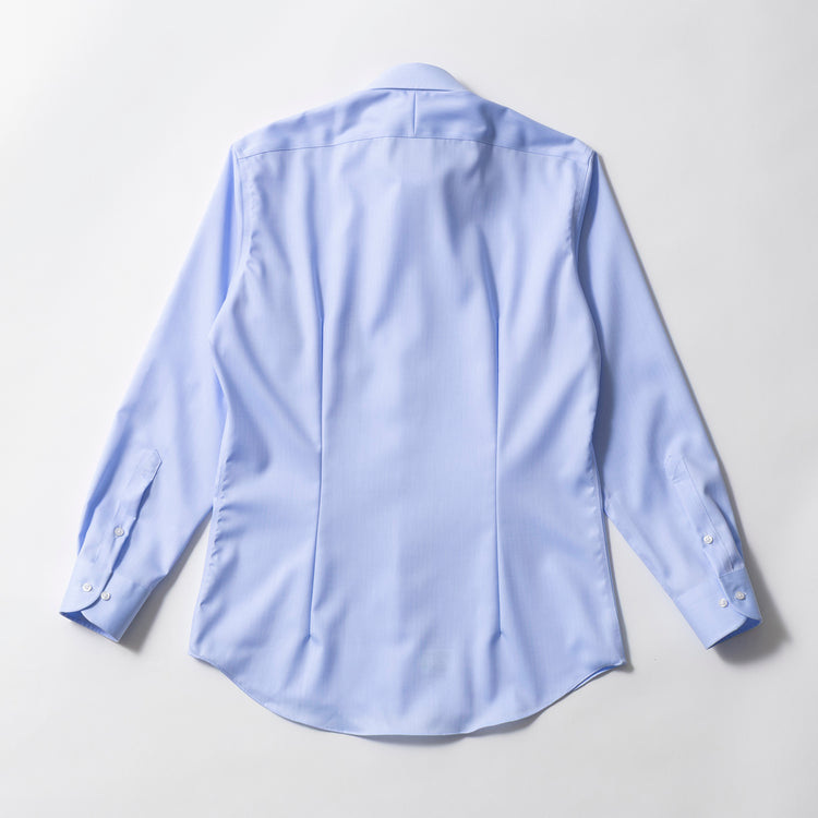 azabu tailor | アザブ テーラー　World Traveler リンクルフリーシャツ (ブルー小ヘリンボーン)