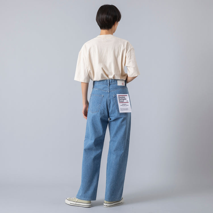 モデル身長163cm,JOHNBULLのデニムワイドジーンズ,https://market.e-begin.jp/products/jbu_jbu0060p_lala