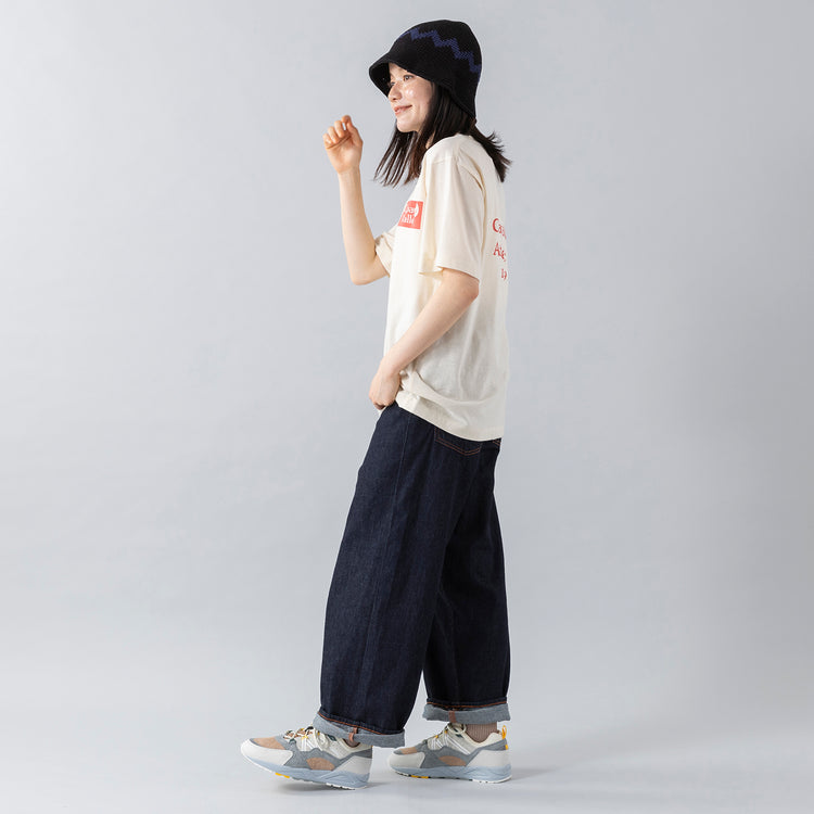 モデル身長160cm,NEEDBY heritageのKOH 9オンスONEWASHデニム|Creedのガーメント サークルショルダー|KARHUのFusion2.0|el mareのグアテマラハット,https://market.e-begin.jp/products/gsr_ndh0943q_lala|https://market.e-begin.jp/products/ino_cre0401s_lala|https://market.e-begin.jp/products/sed_kar0466p_lala|https://market.e-begin.jp/products/sir_eds0749q_lala