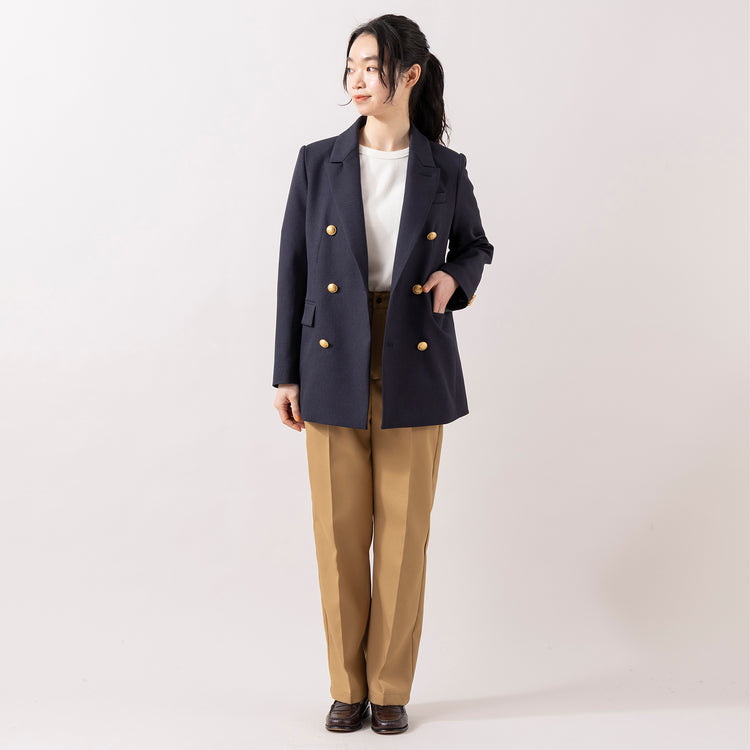 モデル身長165cm,LE MELANGEのダブルブレストジャケット|BARNS OUTFITTERSのHEAVY-FRIES SST|MANUAL ALPHABETのTWILL SEMI- EASY TROUSERS for Lala Begin,https://market.e-begin.jp/products/inf_lem0087u_lala|https://market.e-begin.jp/products/tka_bof0089u_lala