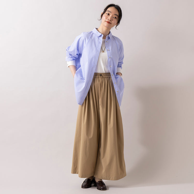 モデル身長165cm,TUTIE.のコットンセルロースストライプシャツ|HEAVENLYのCotton CS 5Sleeve T-Shirt|rapiécageのダブルUラインイヤカフ|in moodのEGG×SILK -NECKLACE,https://market.e-begin.jp/products/equ_tte0205u_lala|https://market.e-begin.jp/products/dlt_hvr0162u_lala||https://market.e-begin.jp/products/rdx_rpc0110u_lala|https://market.e-begin.jp/products/inm_inm0879o_lala