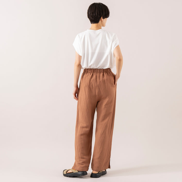 モデル身長 163cm,TUTIE.のコットンソロナフレンチスリーブTシャツ|UNIVERSAL OVERALLのUO34,https://market.e-begin.jp/products/equ_tte0280u_lala|https://market.e-begin.jp/products/sed_uni0291u_lala