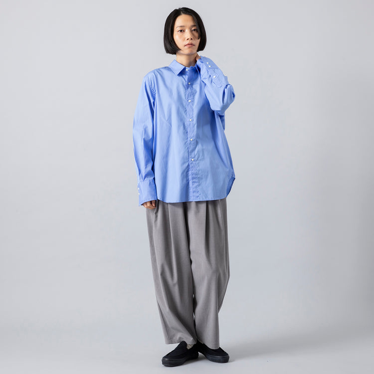 モデル身長165cm,HEAVENLYのTR Tuck Easy Pants|MOONSTARのオールネイビーのコットンスエードLOAFY,https://market.e-begin.jp/products/dlt_hvr0492r_lala|https://market.e-begin.jp/products/mns_mns0147p_lala