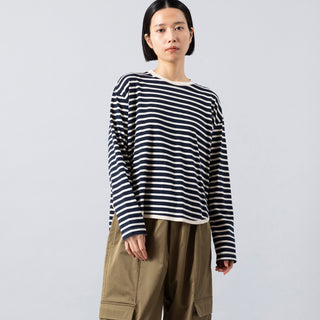 MANON | マノン　ROUND HEM PIPING L/S BORDER TEE