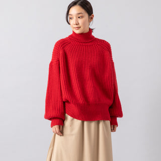 MANON | マノン　LOW GAUGE HI NECK OVER KNIT