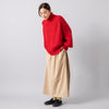 モデル身長163cm,MANONのLOW GAUGE HI NECK OVER KNIT|MOONSTARのLOAFY,https://market.e-begin.jp/products/mks_mnn0672r_lala|https://market.e-begin.jp/products/mns_mns0147p_lala