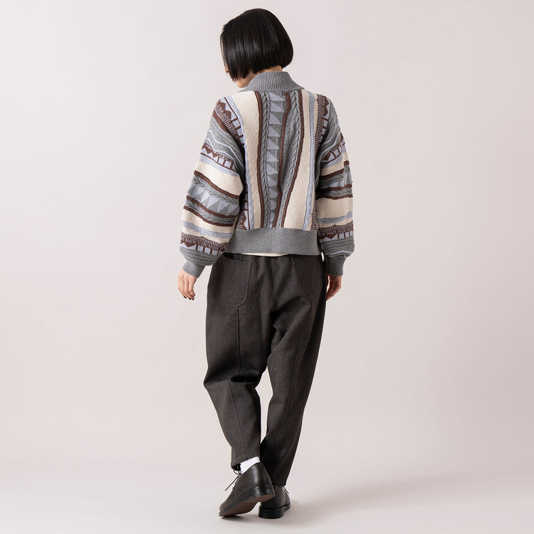 モデル身長165cm,RNA-Nの3DニットZIPUPカーデ|RNA-Nのウールブレンドタートル|MANONのBALLOON PANTS|DiuのViola,https://market.e-begin.jp/products/tky_rnn1270s_lala|https://market.e-begin.jp/products/tky_rnn1268s_lala|https://market.e-begin.jp/products/mks_mnn1264s_lala|https://market.e-begin.jp/products/cil_diu1296s_lala