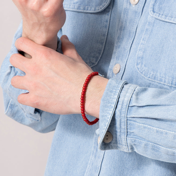 mallet | マレット　ホワイトハートガラスビーズブレスレット