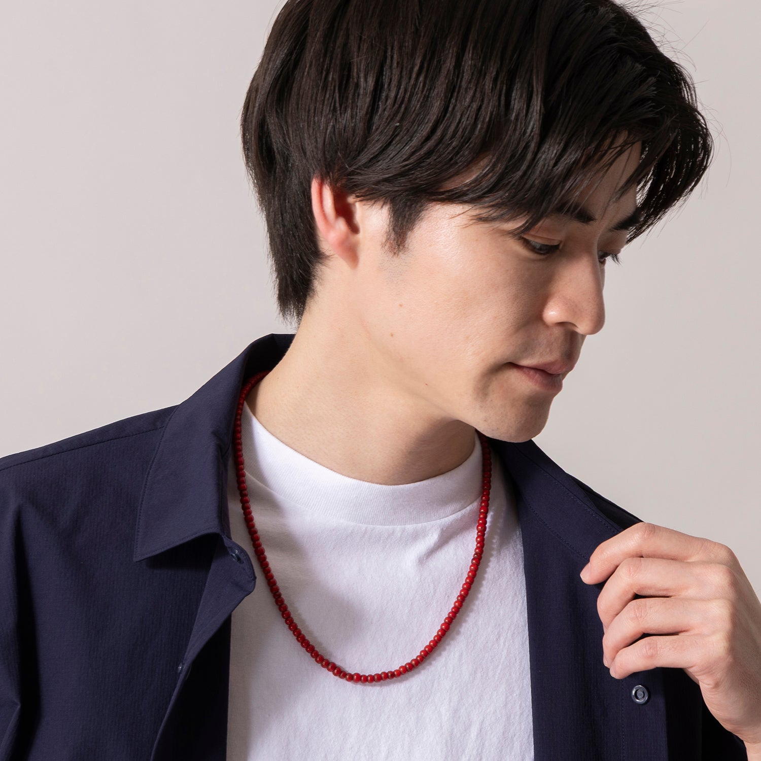 mallet | マレット ホワイトハートガラスビーズネックレス