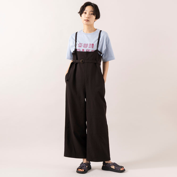 モデル身長 163cm,FIL DE FERのポリグリッド サロペットパンツ|MALIBU SANDALSのCANYON NATIVE,https://market.e-begin.jp/products/rdx_fdf0307u_lala|https://market.e-begin.jp/products/sed_mls0292u_lala