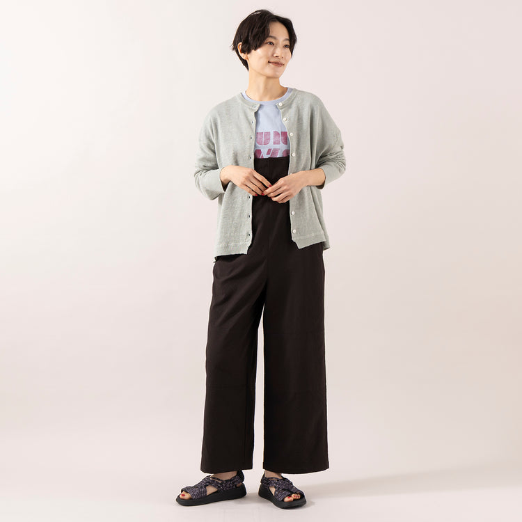 クロ着用 モデル身長 163cm,HEAVENLYのLinen Knit Crew Cardigan|FIL DE FERのサンデイズプリント クルーネックTEE|MALIBU SANDALSのCANYON NATIVE,https://market.e-begin.jp/products/dlt_hvr0301u_lala|https://market.e-begin.jp/products/rdx_fdf0306u_lala|https://market.e-begin.jp/products/sed_mls0292u_lala