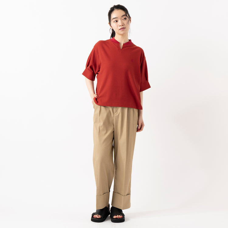 モデル身長165cm,NOMBRE IMPAIRの刺繍入りライトワッフル スキッパープルオーバー|Organic handloomのSIENA|Taaiiのベネチアンチェーンスリムネックレス,https://market.e-begin.jp/products/rdx_nmi0414u_lala|https://market.e-begin.jp/products/sed_ogh0418u_lala|https://market.e-begin.jp/products/tii_tii1120n_lala