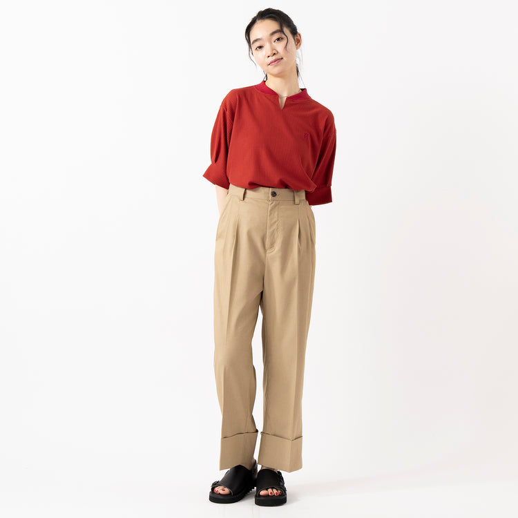 モデル身長165cm,NOMBRE IMPAIRの刺繍入りライトワッフル スキッパープルオーバー|Organic handloomのSIENA|Taaiiのベネチアンチェーンスリムネックレス,https://market.e-begin.jp/products/rdx_nmi0414u_lala|https://market.e-begin.jp/products/sed_ogh0418u_lala|https://market.e-begin.jp/products/tii_tii1120n_lala