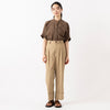 モデル身長165cm,NOMBRE IMPAIRの綿ストライプ バンザイシャツ|FIL DE FERのシャンブレーツイル ワイドターンアップパンツ|Organic handloomのDUBI,https://market.e-begin.jp/products/rdx_nmi0413u_lala|https://market.e-begin.jp/products/sed_ogh0416u_lala