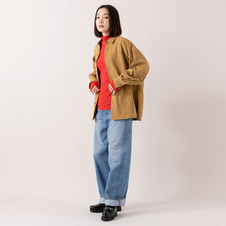 モデル身長163cm,FIL DE FERのポリエステルピーチ ビッグシャツ|FIL DE FERのシアーランダムリブ タートルネックP/O|caquのFSワイドボーイズ|rapiécageのメタルボールチョーカー,https://market.e-begin.jp/products/rdx_fdf1177s_lala|https://market.e-begin.jp/products/rdx_fdf1180s_lala|https://market.e-begin.jp/products/tan_caq1164s_lala|https://market.e-begin.jp/products/rdx_rpc0794s_lala