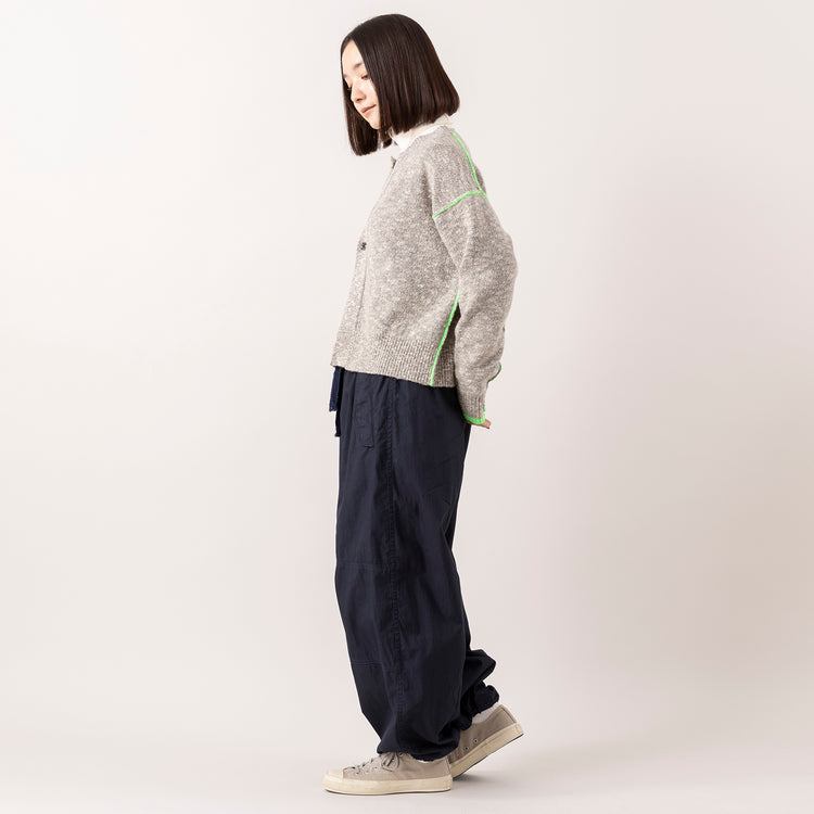 モデル身長163cm,FIL DE FERの捻り杢スラブ 配色ラインボレロ|WHITE MAILSのCOTTON PAPER HIGH STRETCH TURTLENECK PULLOVER|RNA-Nのミリタリーオーバーパンツ|Moonstarのローバスケットヴィンテージグレー,https://market.e-begin.jp/products/rdx_fdf1178s_lala|https://market.e-begin.jp/products/hrt_wns0730n_lala|https://market.e-begin.jp/products/tky_rnn1182s_lala|https://market.e-begin.jp/products/mns_mns0286o_lala