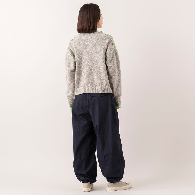 モデル身長163cm,FIL DE FERの捻り杢スラブ 配色ラインボレロ|WHITE MAILSのCOTTON PAPER HIGH STRETCH TURTLENECK PULLOVER|RNA-Nのミリタリーオーバーパンツ|Moonstarのローバスケットヴィンテージグレー,https://market.e-begin.jp/products/rdx_fdf1178s_lala|https://market.e-begin.jp/products/hrt_wns0730n_lala|https://market.e-begin.jp/products/tky_rnn1182s_lala|https://market.e-begin.jp/products/mns_mns0286o_lala