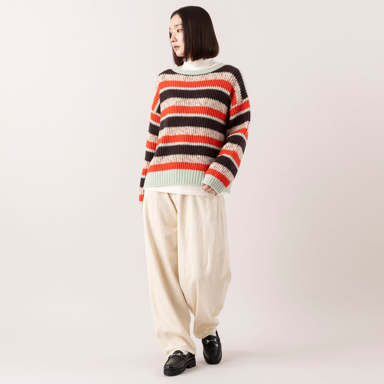 モデル身長163cm,FIL DE FERの両畦マルチボーダー ボートネックP/O|WHITE MAILSのCOTTON PAPER HIGH STRETCH TURTLENECK PULLOVER|RNA-Nのコックさんの5ポケットパンツ,https://market.e-begin.jp/products/rdx_fdf1179s_lala|https://market.e-begin.jp/products/hrt_wns0730n_lala|https://market.e-begin.jp/products/tky_rnn1181s_lala