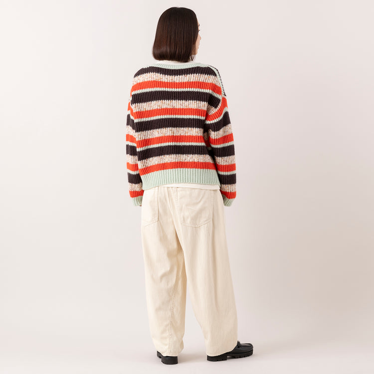 モデル身長163cm,FIL DE FERの両畦マルチボーダー ボートネックP/O|WHITE MAILSのCOTTON PAPER HIGH STRETCH TURTLENECK PULLOVER|RNA-Nのコックさんの5ポケットパンツ,https://market.e-begin.jp/products/rdx_fdf1179s_lala|https://market.e-begin.jp/products/hrt_wns0730n_lala|https://market.e-begin.jp/products/tky_rnn1181s_lala