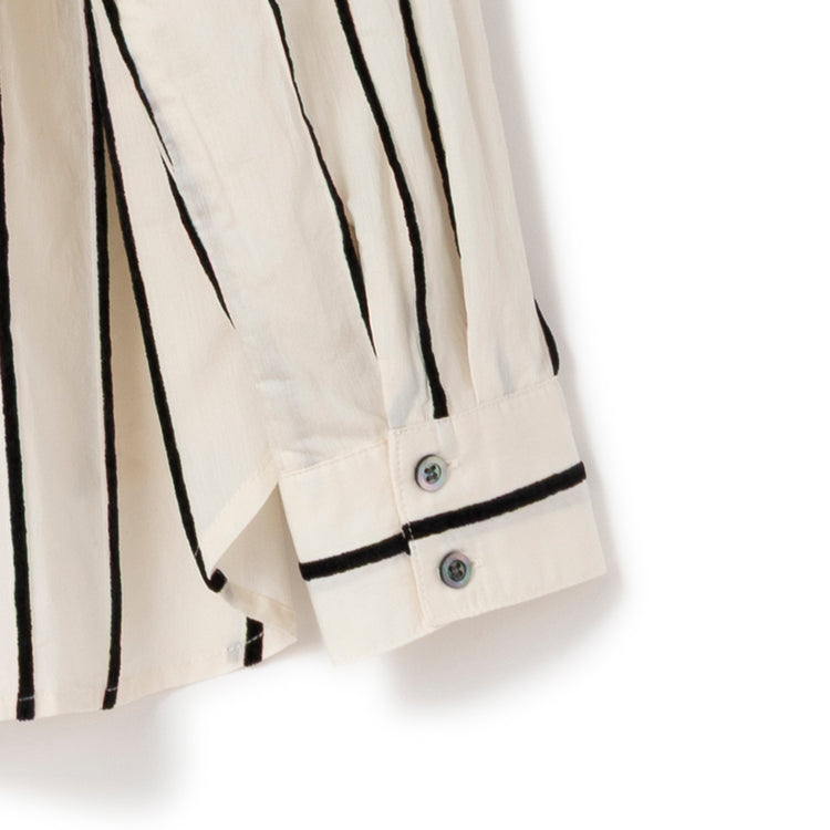 FIL DE FER | フィルデフェール　ベロアラインストライプ スタンドブラウス