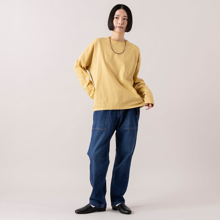 モデル身長165cm,FIL DE FERのUSA COTTON製品染 クルーネックTEE|GramicciのSTRETCH DENIM LOOSE TAPERED RIDGE PANT|facciamoのMeringa（メリンガ）|rapiécageのビーズ＆コードスライドネックレス,https://market.e-begin.jp/products/rdx_fdf1309s_lala|https://market.e-begin.jp/products/inc_grm1196s_lala|https://market.e-begin.jp/products/are_fac0636k_lala|https://market.e-begin.jp/products/rdx_rpc1311s_lala