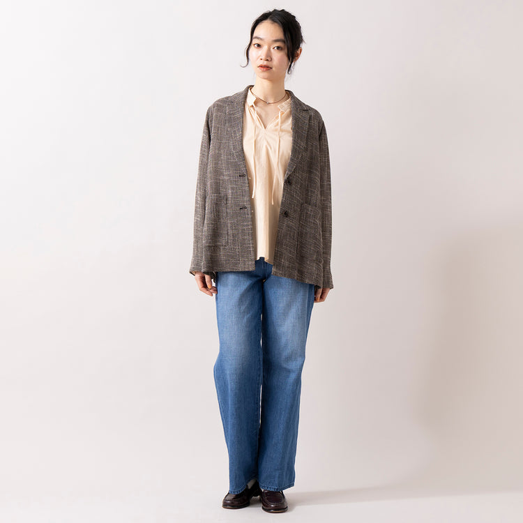 モデル身長165cm,HEAVENLYのCotton Linen Broad Washer Smock Pullover|caquのFSリネンワイドフレア|rapiécageのプチメタルコードチョーカー,https://market.e-begin.jp/products/dlt_hvr0159u_lala|https://market.e-begin.jp/products/tan_caq0739q_lala|https://market.e-begin.jp/products/rdx_rpc0105u_lala