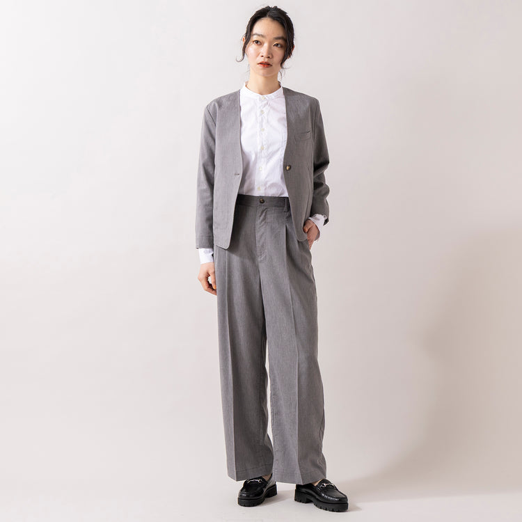 モデル身長165cm,NOMBRE IMPAIRのリヨセルポリ麻 ショートジャケット|MANUAL ALPHABETのBROAD BAND COLOR SHIRT|Jalan Sriwijayaのネイビービットローファー VIBRAMソール,https://market.e-begin.jp/products/rdx_nmi0102u_lala|https://market.e-begin.jp/products/mks_man0870j_lala|https://market.e-begin.jp/products/gmt_srw1032p_lala