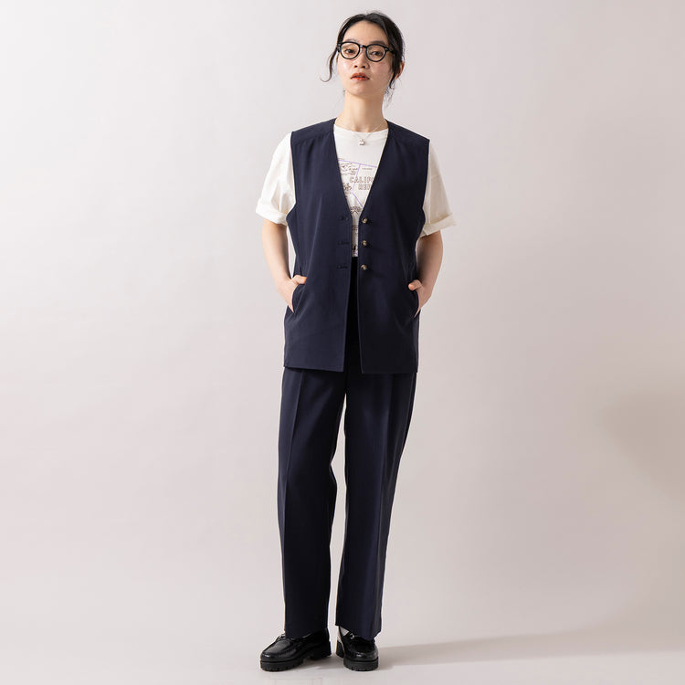 モデル身長165cm,LE MELANGEの西海岸プリントTee|NOMBRE IMPAIRのリヨセルポリ麻 ロングベスト|rapiécageのシェルカボションスクエアネックレス,https://market.e-begin.jp/products/inf_lem0085u_lala|https://market.e-begin.jp/products/rdx_nmi0101u_lala|https://market.e-begin.jp/products/rdx_rpc0107u_lala