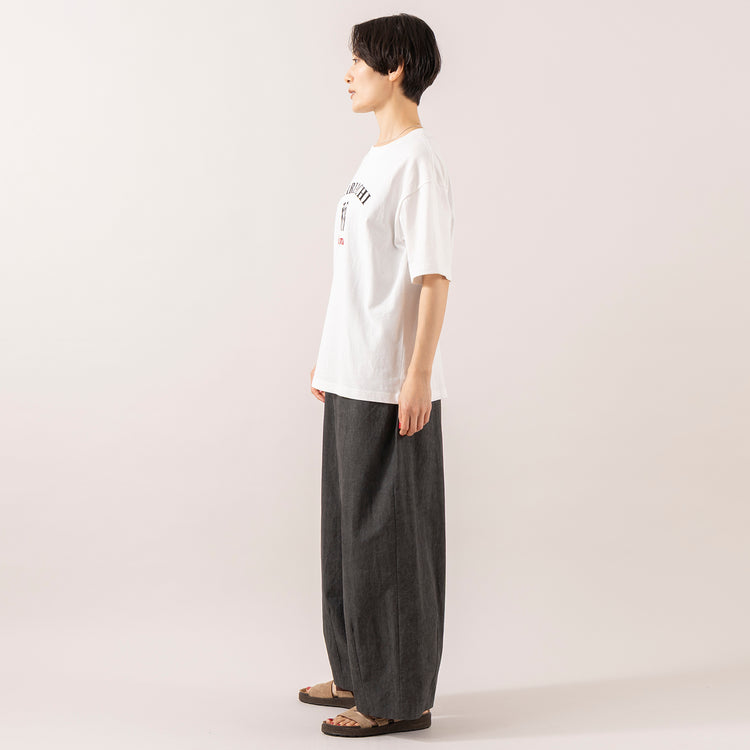 モデル身長 163cm,NOMBRE IMPAIRのムラプリントコットン ビット付きバレルパンツ|BlundstoneのAEROCORK SANDAL,https://market.e-begin.jp/products/rdx_nmi0308u_lala|https://market.e-begin.jp/products/sed_bld0289u_lala