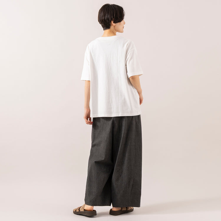 モデル身長 163cm,NOMBRE IMPAIRのムラプリントコットン ビット付きバレルパンツ|BlundstoneのAEROCORK SANDAL,https://market.e-begin.jp/products/rdx_nmi0308u_lala|https://market.e-begin.jp/products/sed_bld0289u_lala