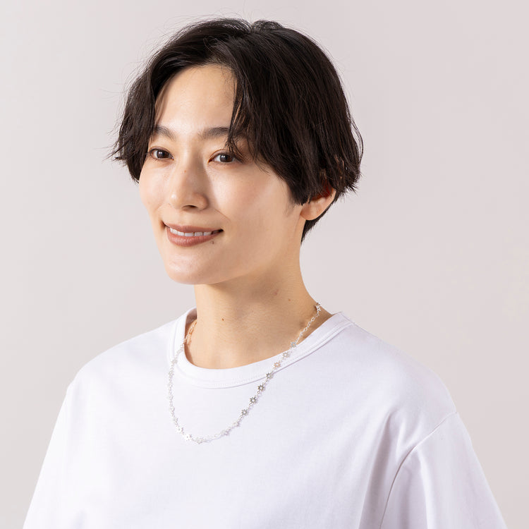 rapiécage | ラピエサージュ　フラワープレートチェーン アジャストネックレス