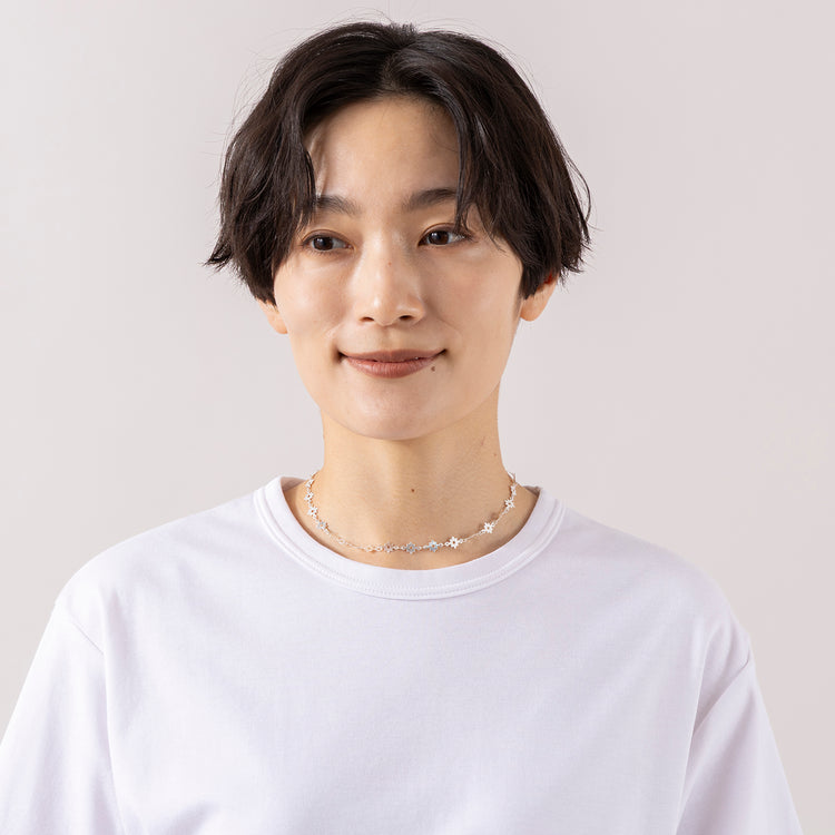 rapiécage | ラピエサージュ　フラワープレートチェーン アジャストネックレス