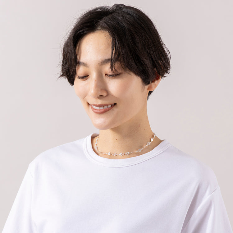 rapiécage | ラピエサージュ　フラワープレートチェーン アジャストネックレス